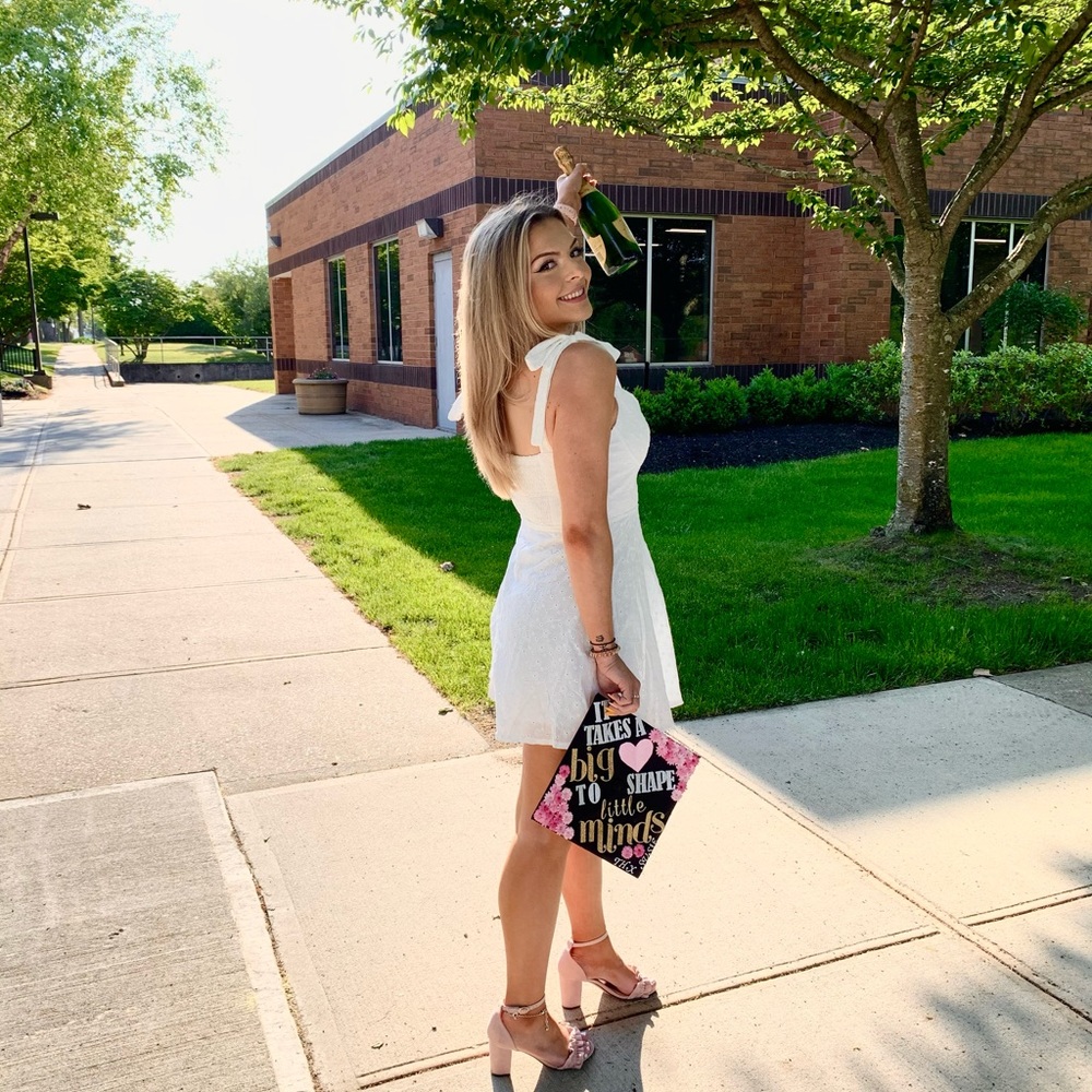 White hello molly graduation dress